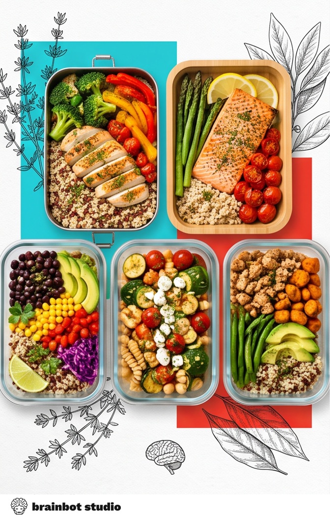 Lunch Box for a Week in 2 Hours — Recipe poster · PDF guide