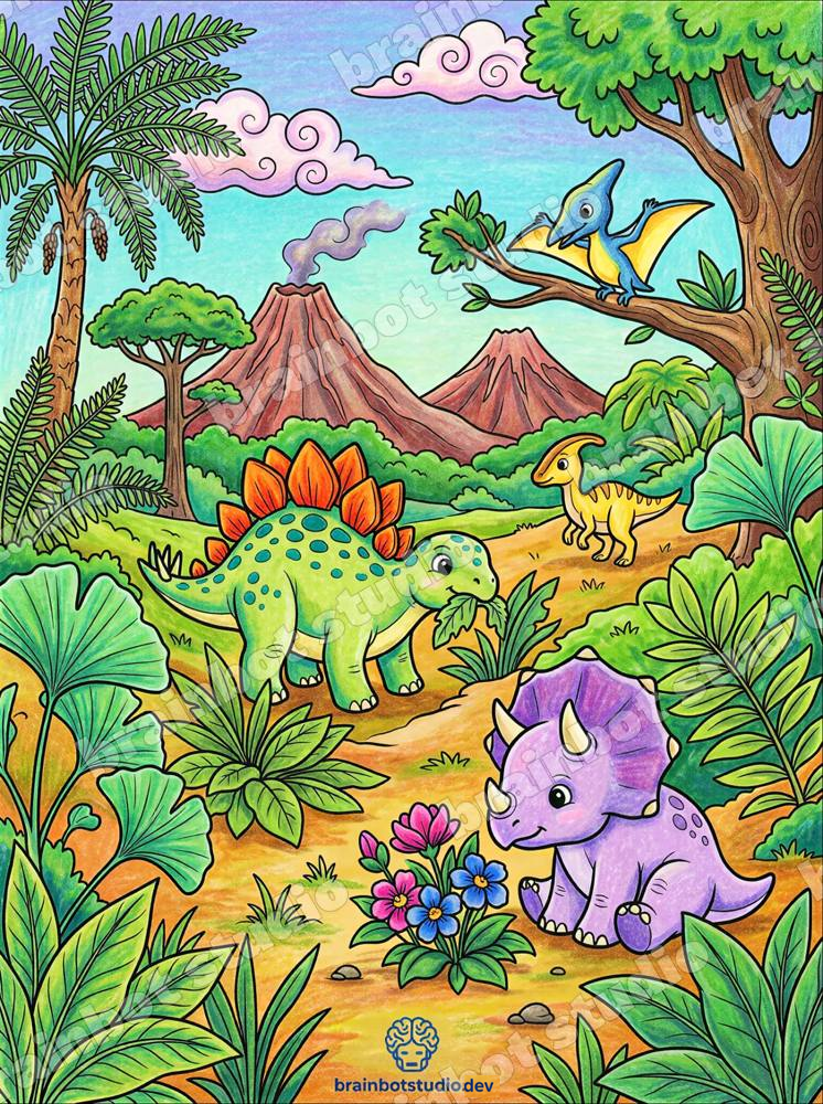 Coloring Baby Dino — Printable PDF · A4