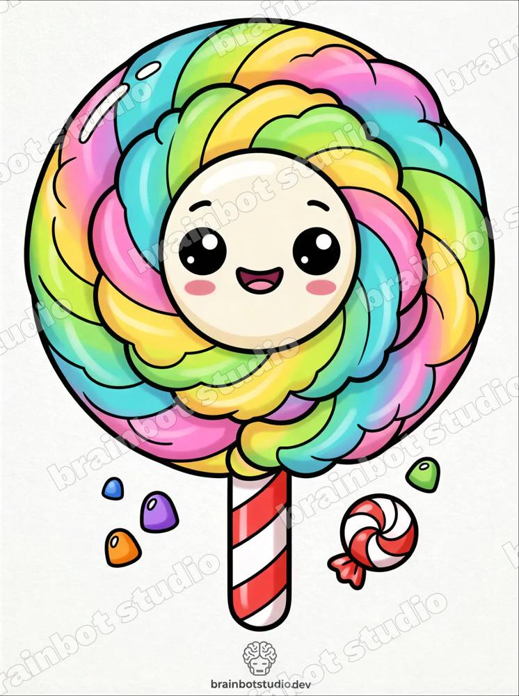 Coloring Kawaii Candy — Printable PDF · A4