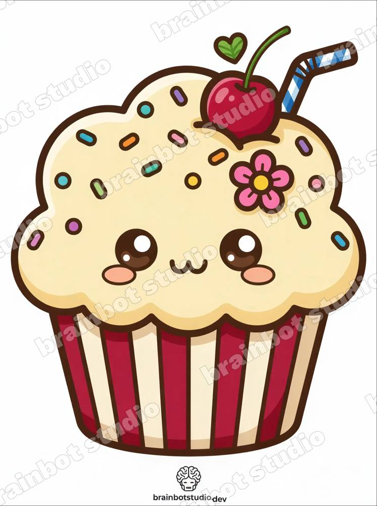 Coloring Kawaii Cupcake — Printable PDF · A4